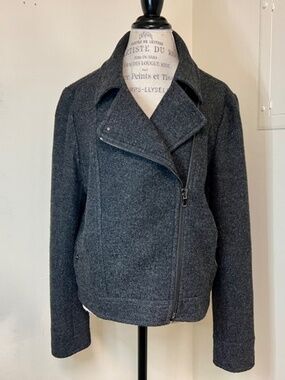 Ann Taylor Notched Wool Blend Moto Jacket Size XL Tall